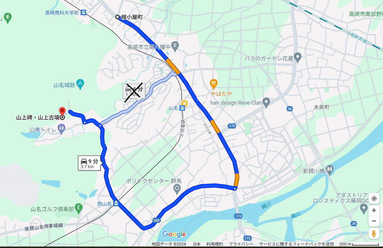 山上碑へのアクセス